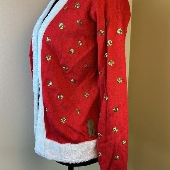 Tipsy Elves Holiday Red and White Sweater SZ Sm with Gold Accent Ugly Sweater - Picture 9 of 10